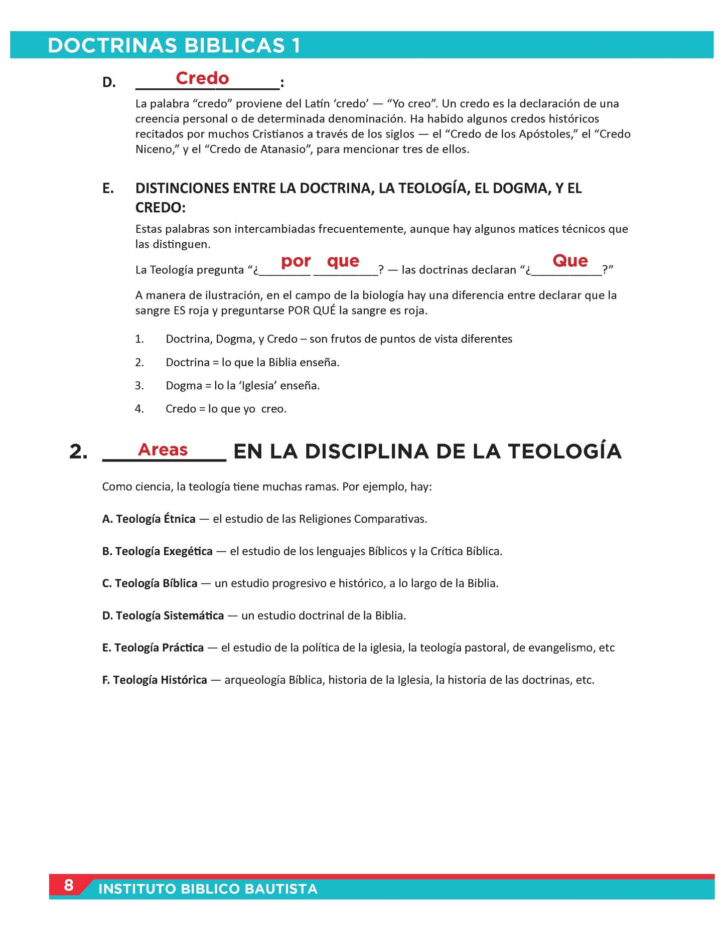 Doctrinas Bíblicas 1 DIGITAL (PDF) – La Doctrina de las Escrituras (Instituto)